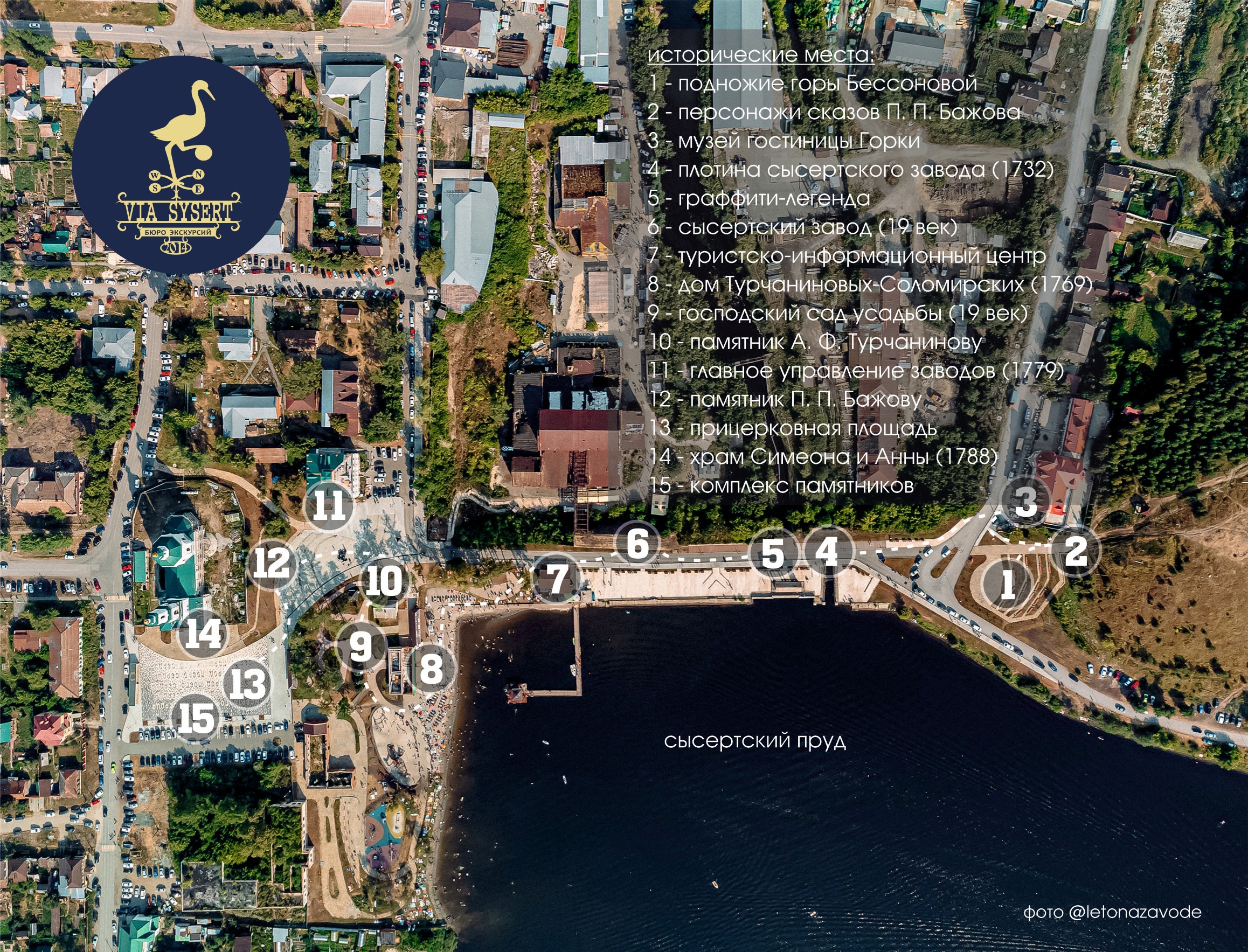 Карта маршрута экскурсии по Сысерти